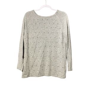 ii Sisters Heathered Gray Angora Fur Rhinestone Split Back Sweater Women's Med.